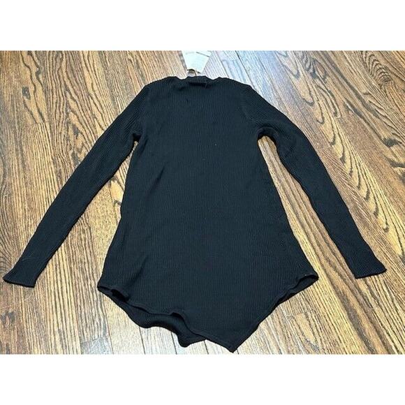 Seed Heritage Sweater Ribbed Knit Merino Wool Asymmetric Tunic Black Medium NEW - Picture 8 of 8
